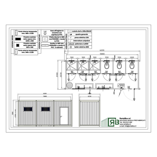 Monoblocco m 6,00 con servizi